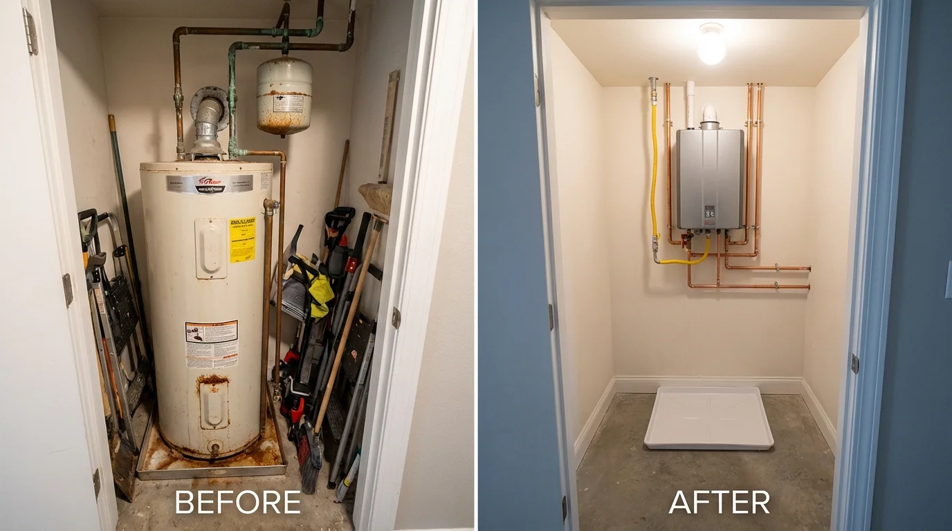 Tank water heater versus wall-mounted tankless unit comparison for Greenville, OH homeowners